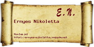 Ernyes Nikoletta névjegykártya
